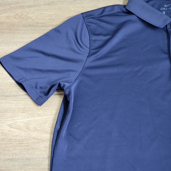 Nike Dri Fit Navy Blue Short Sleeve Polyester Golf Polo Mens Large - Picture 5 of 16